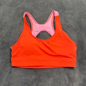 Fabletics Swimsuit Top Womens M Orange Pink Excellent Racerback Cutout Sporty